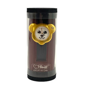 Steiff 1991 Casual Analog Wrist Watch Teddy Gold Head Brown Leather Strap